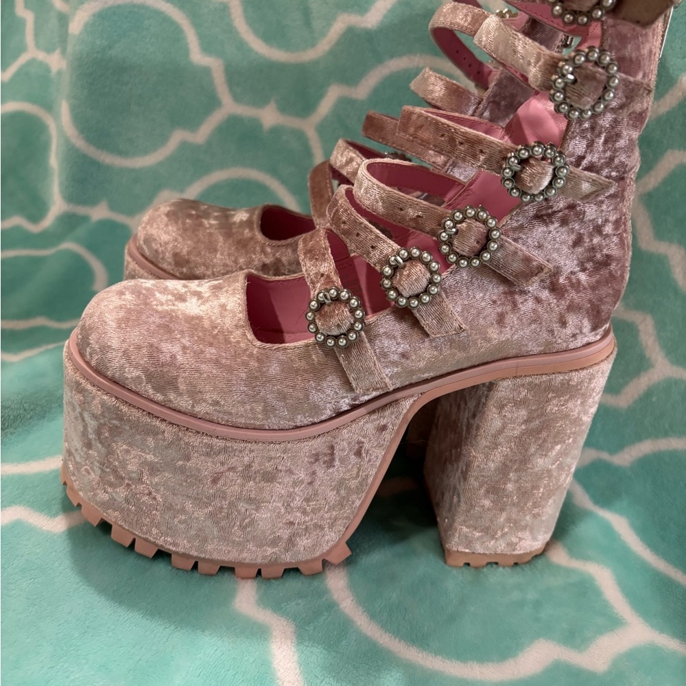 Dolls Kill Sugar Thrillz Platform Velvet Mary Jane’s